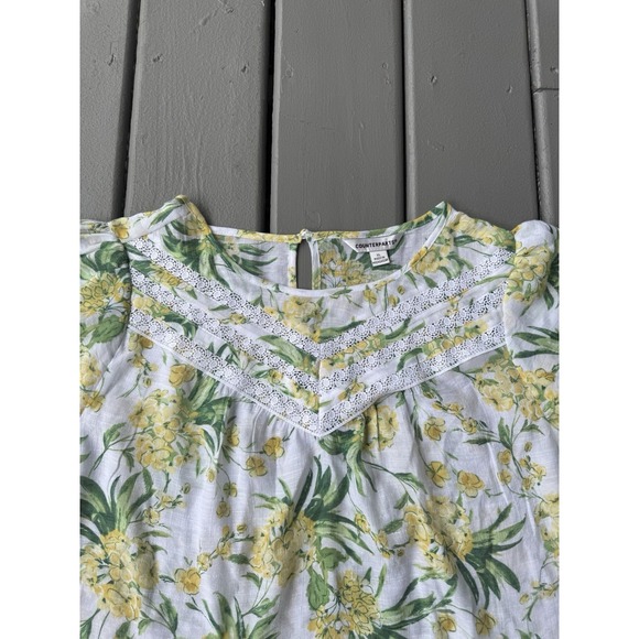 Counterparts Women Yellow Floral Top Summer Resort Lightweight XL - Picture 2 of 7